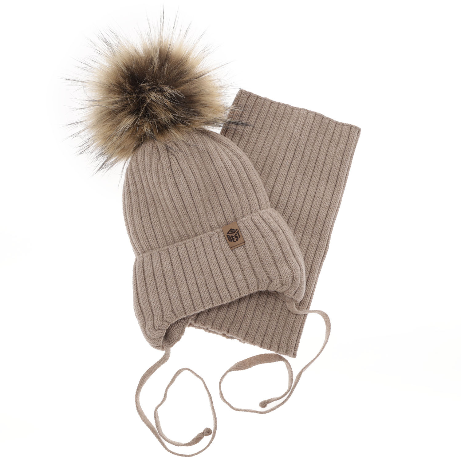 Fiú téli szett: sapka és sál zöld 100% extrafine merino gyapjú Juno