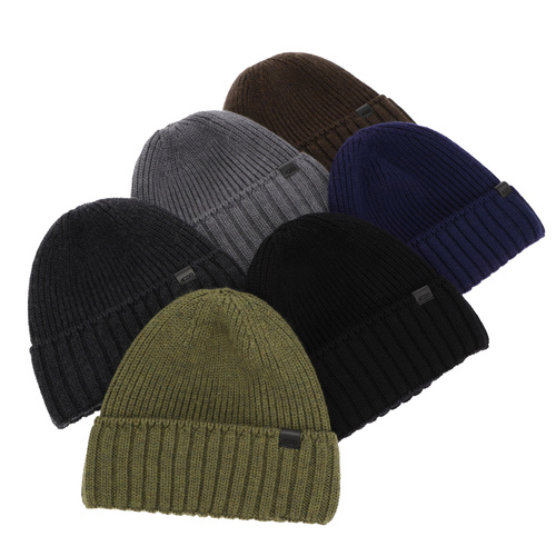 Férfi téli sapka tengerészkék 100% gyapjú extrafine merinói varrás nélküli Bruner