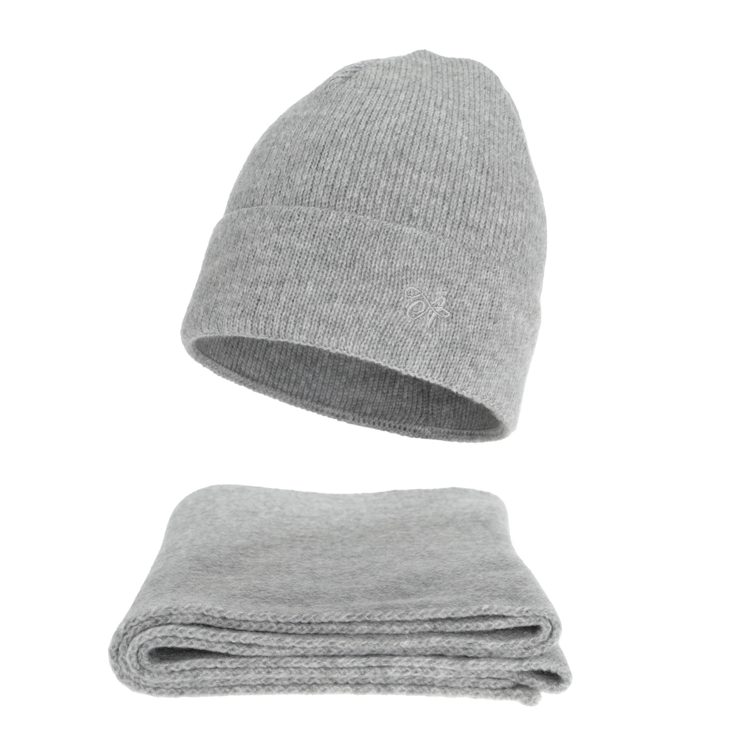 Női téli sapka és sál szett, szürke, Rava