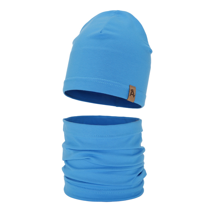 Őszi/tavaszi szett fiúknak: pamut sapka és csősál kék Griffin