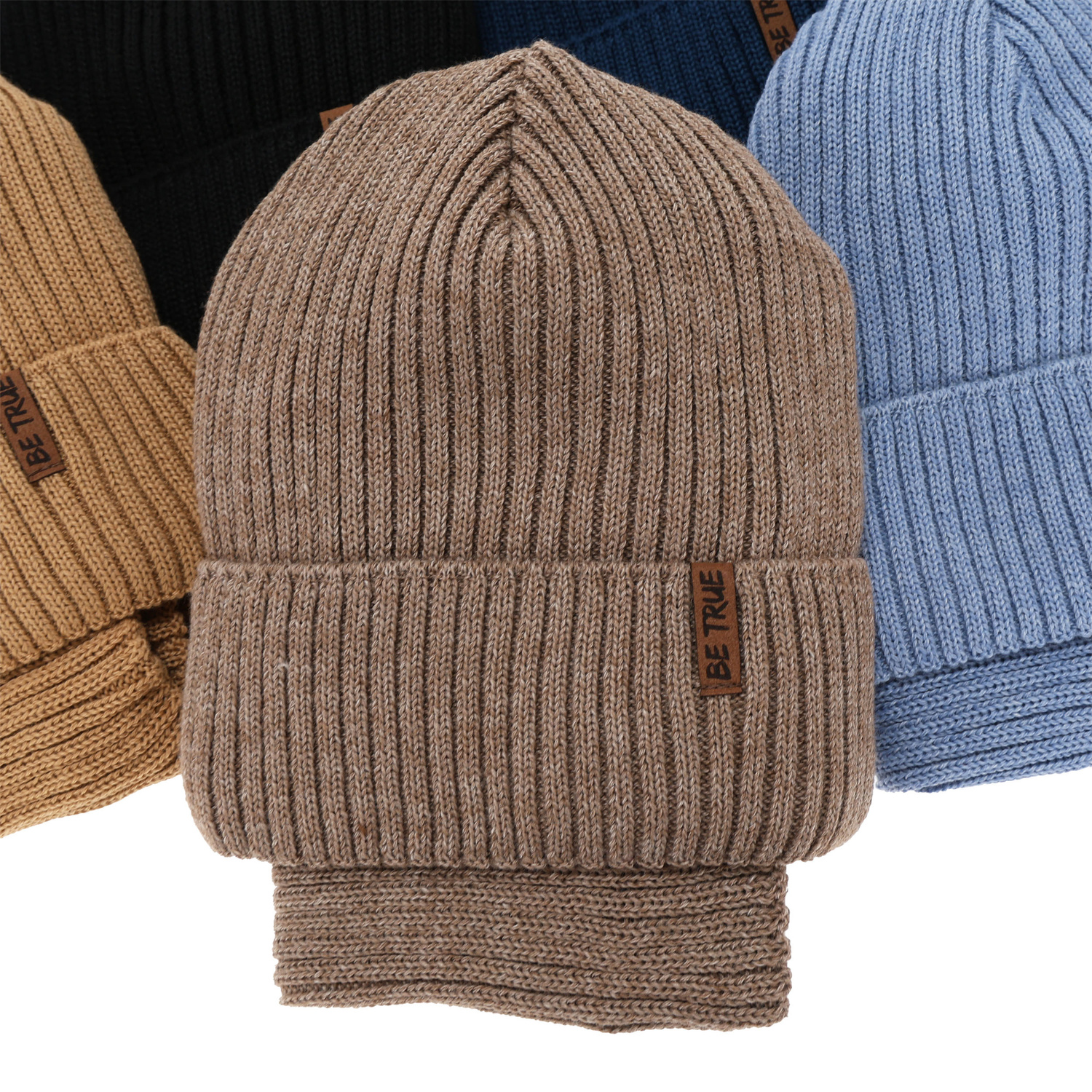 Kisfiú téli sapka és nyakmelegítő szett, kék, merinó gyapjúval, polárral bélelt, Colton