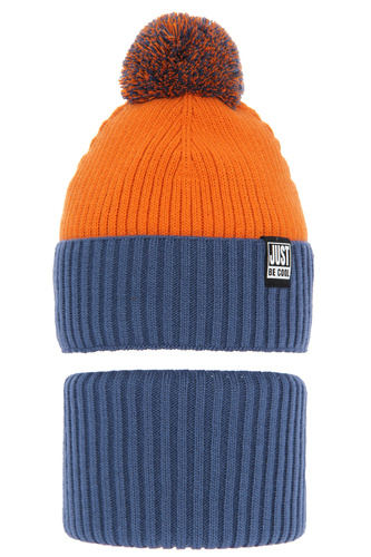 Fiú szett: kék téli sapka és sál Arlekin