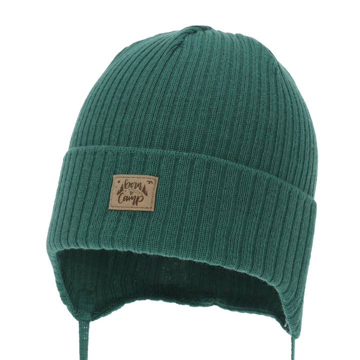 Kisfiú őszi-tavasz sapka, smaragdzöld, megkötős, pamuttal, Fenris