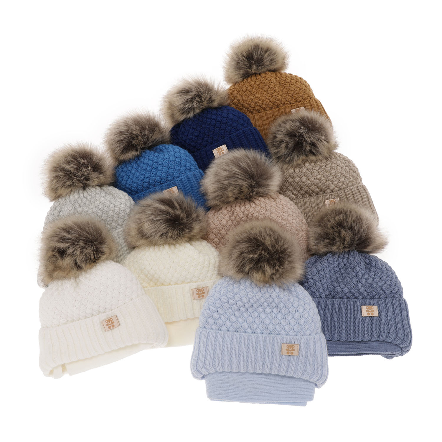 Fiú gyermek téli szett: pomponos sapka és sál fehér Norberto