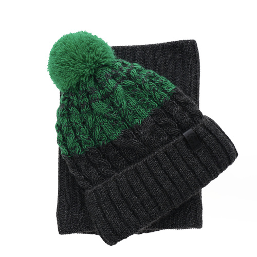 Téli szett fiúknak: kék sapka és sálgallér bojtokkal Travis.