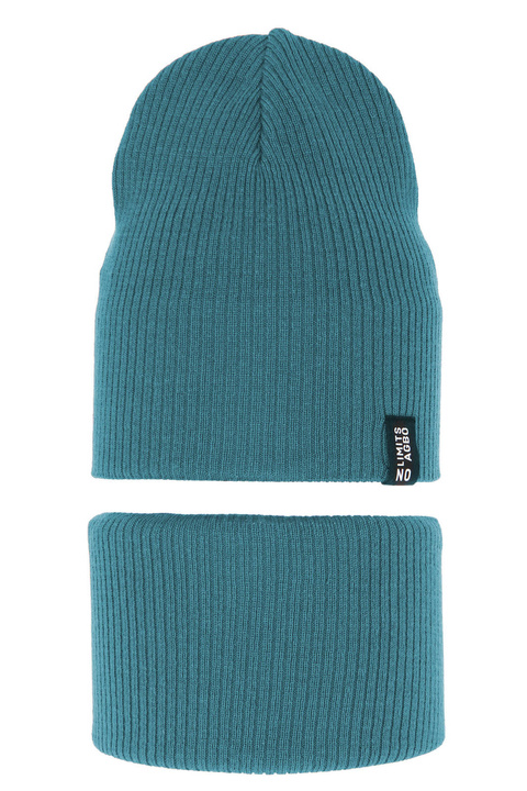 Gyerek szett: sapka és sál őszi/tavaszi, pamuttal, kék Tunis