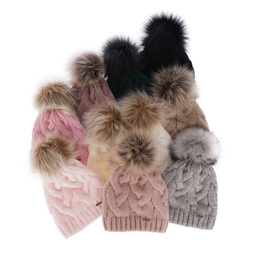 Fiú női téli sapka rózsaszín pomponnal Terri