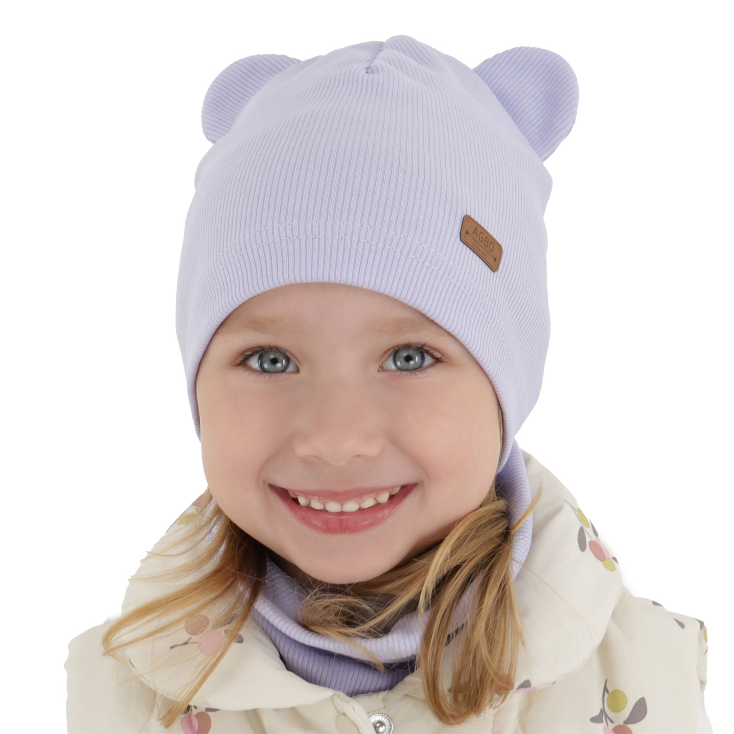 Kislány tavaszi-őszi sapka és nyakmelegítő szett, pamuttal, lila Georgea