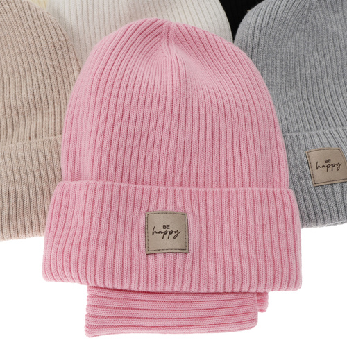 Őszi, tavaszi szett lányoknak: sapka és sál, rózsaszín, 100% gyapjú merinó Vanita