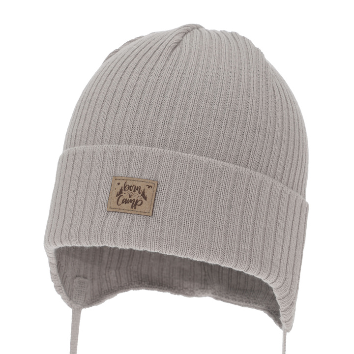 Kisfiú őszi-tavasz sapka, bézs, megkötős, pamuttal, Fenris