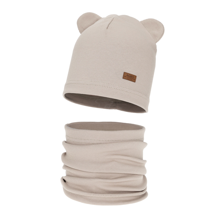 Kisfiú tavaszi-őszi sapka és nyakmelegítő szett, bézs Gregory
