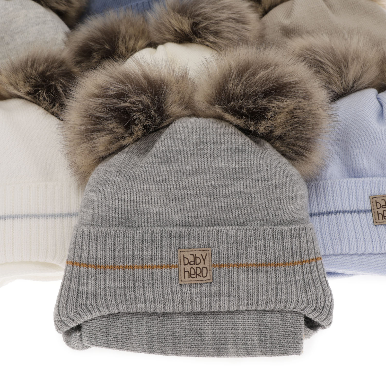 Fiú téli szett: sapka két pomponnal és sál sötétkék Melon