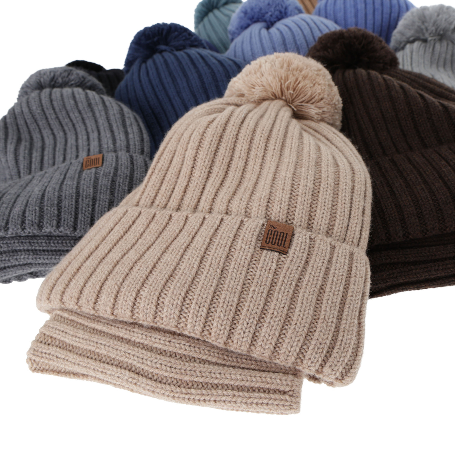 Kisfiú téli sapka és nyakmelegítő szett, 100% merinó gyapjú, pamuttal bélelt, jasnoszary, Tolmar