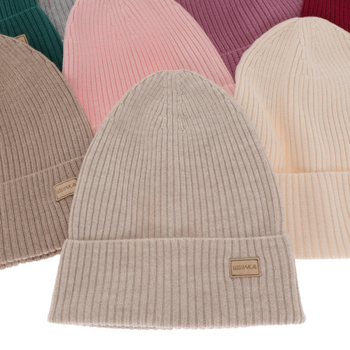 Őszi-téli női sapka fekete 100% extra finom merino Sophie