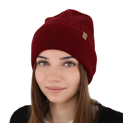 Női téli sapka pomponnal rózsaszín 100% extrafine merino gyapjú Isla