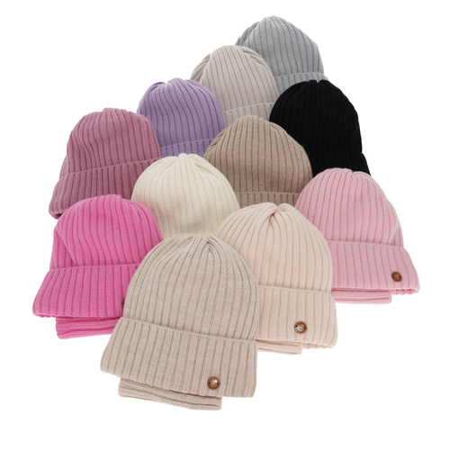 Kislány téli sapka és nyakmelegítő szett, rózsaszín, 100% merinó gyapjú, pamuttal bélelt, Vanira