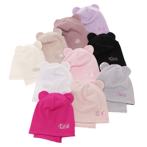 Őszi/tavaszi készlet kislányoknak: pamut sapka és sál fehér Cyntia