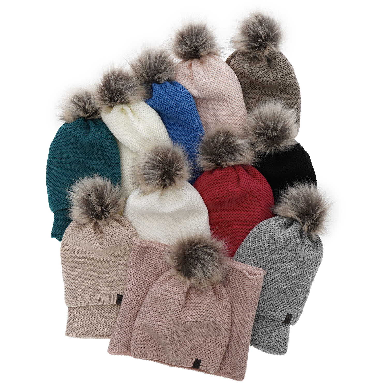 Női téli szett: sapka és csősál rózsaszín Kaliana