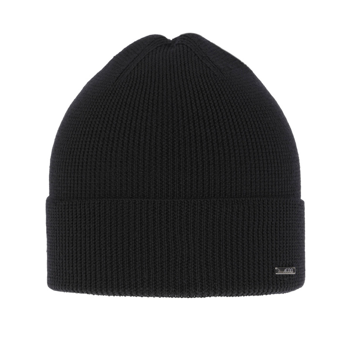 Tavaszi-téli férfi sapka fekete 100% extra finom merinói Memfis