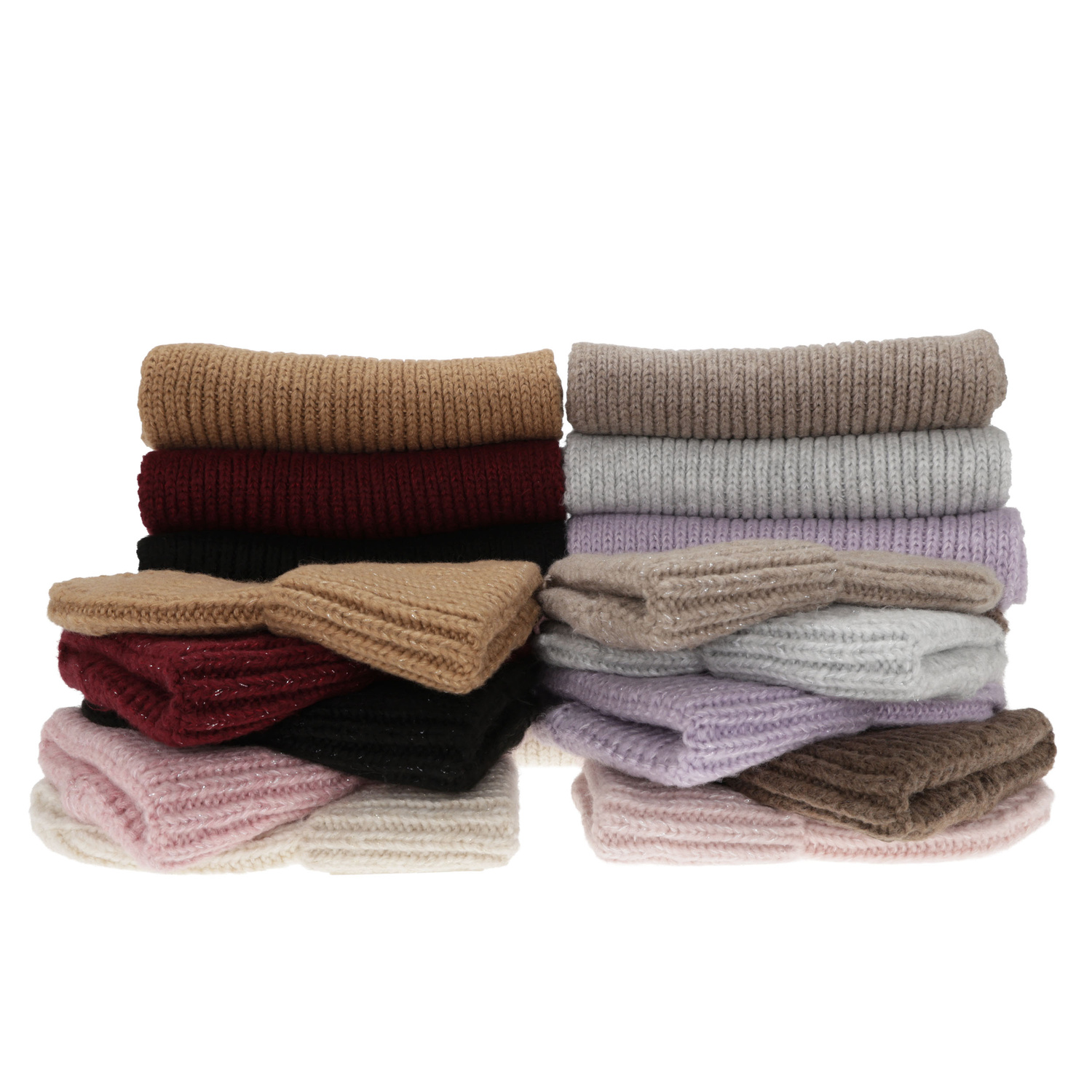 Női téli sapka és sál szett, beżowy, merinó gyapjúval, Tolvia