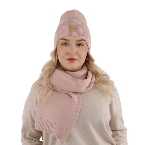 Tavaszi-téli női szett: sapka és sál camel színben Nathalie