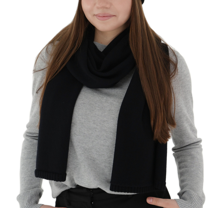 Női téli sál, fekete, 100% merinó gyapjú, Elonia