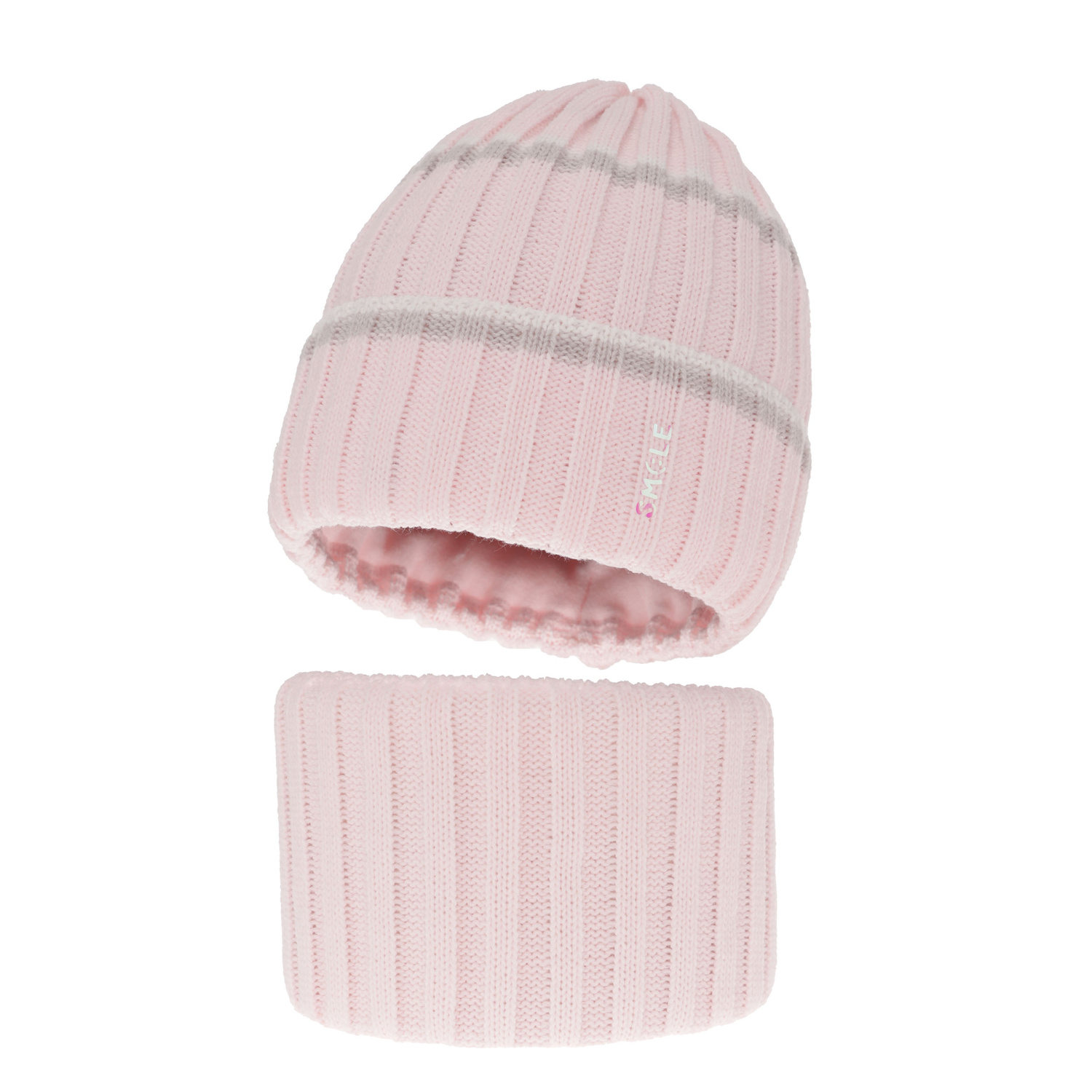 Lányok téli szettje: sapka és csősál rózsaszín Judit