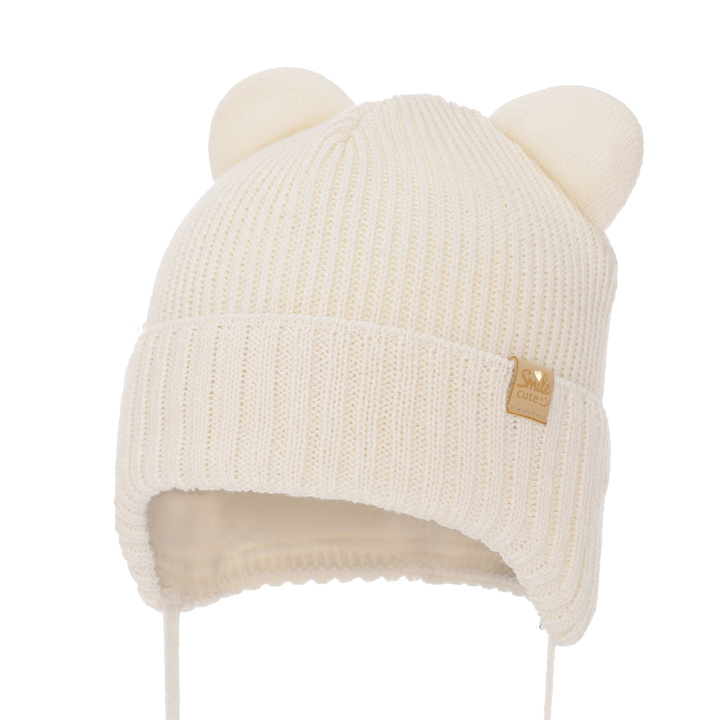 Lányoknak téli sapka, krémszínű merinó gyapjúval Shira
