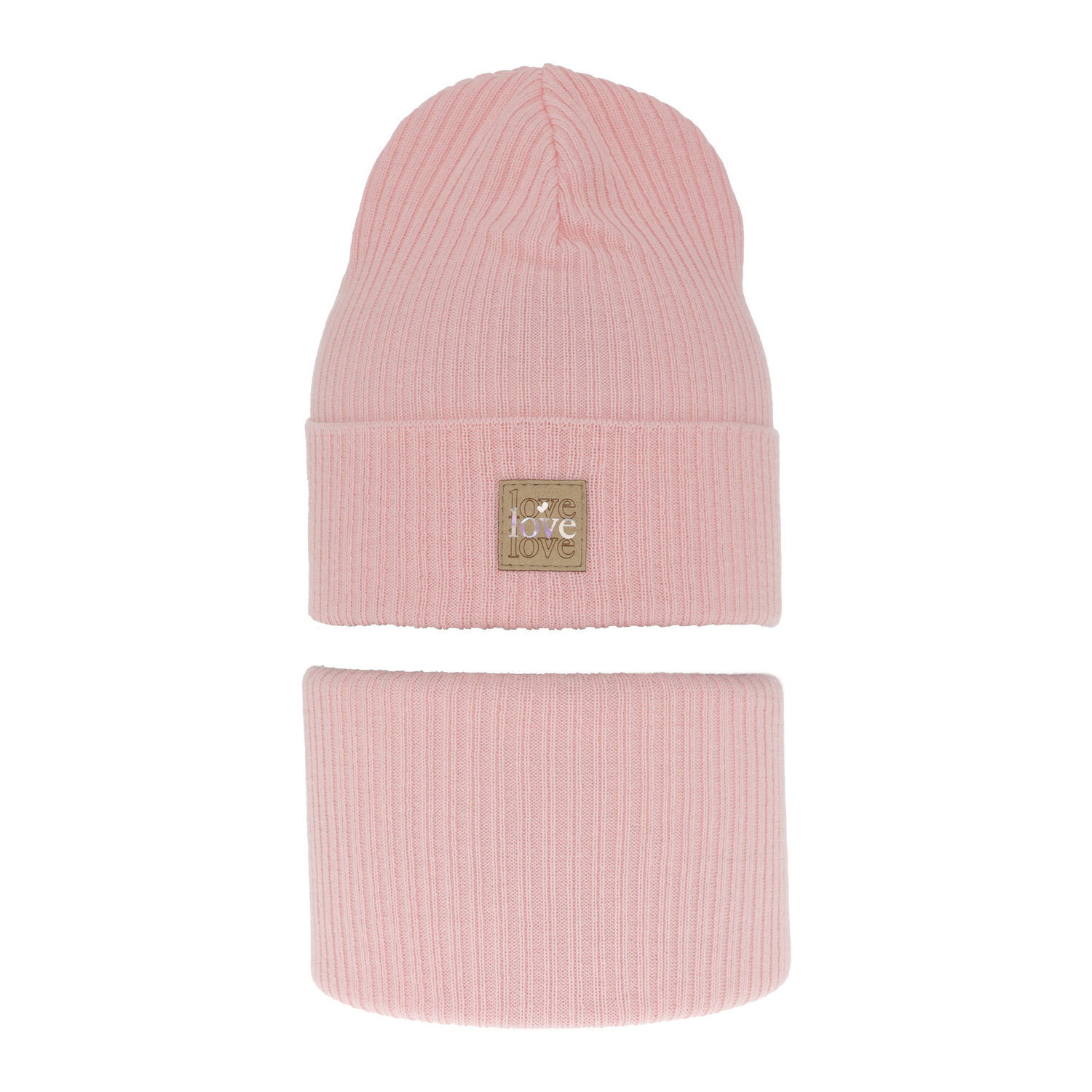 Őszi/tavaszi készlet lányoknak: sapka és nyakmelegítő, pamuttal, rózsaszín Furora