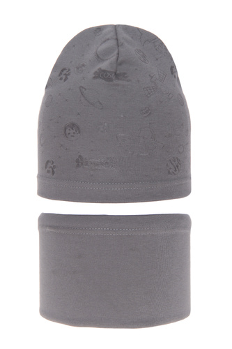 Őszi/tavaszi szett egy fiúnak: sapka és kémény pamut szürke Kosmos