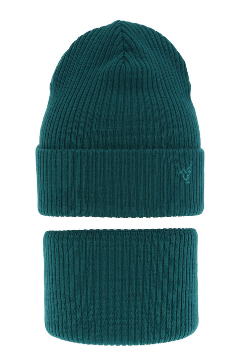 Téli készlet kislányoknak: sapka és sál smaragdzöld Rosetta