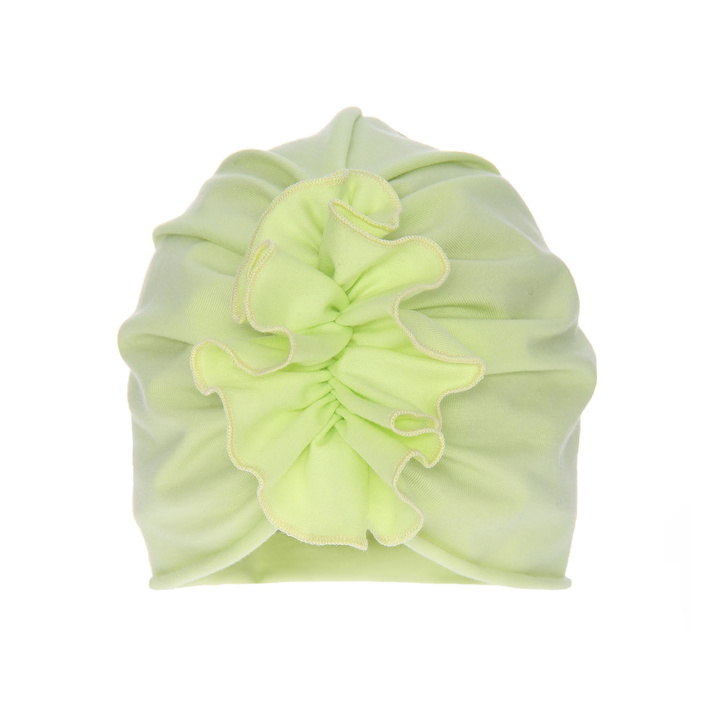 Lány pamut sapka őszi/tavaszi lime színű díszes ráncolással Werka