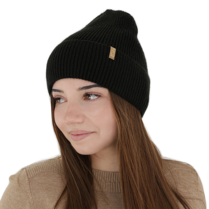Női téli sapka, fekete, merinó gyapjúval, Tahoe