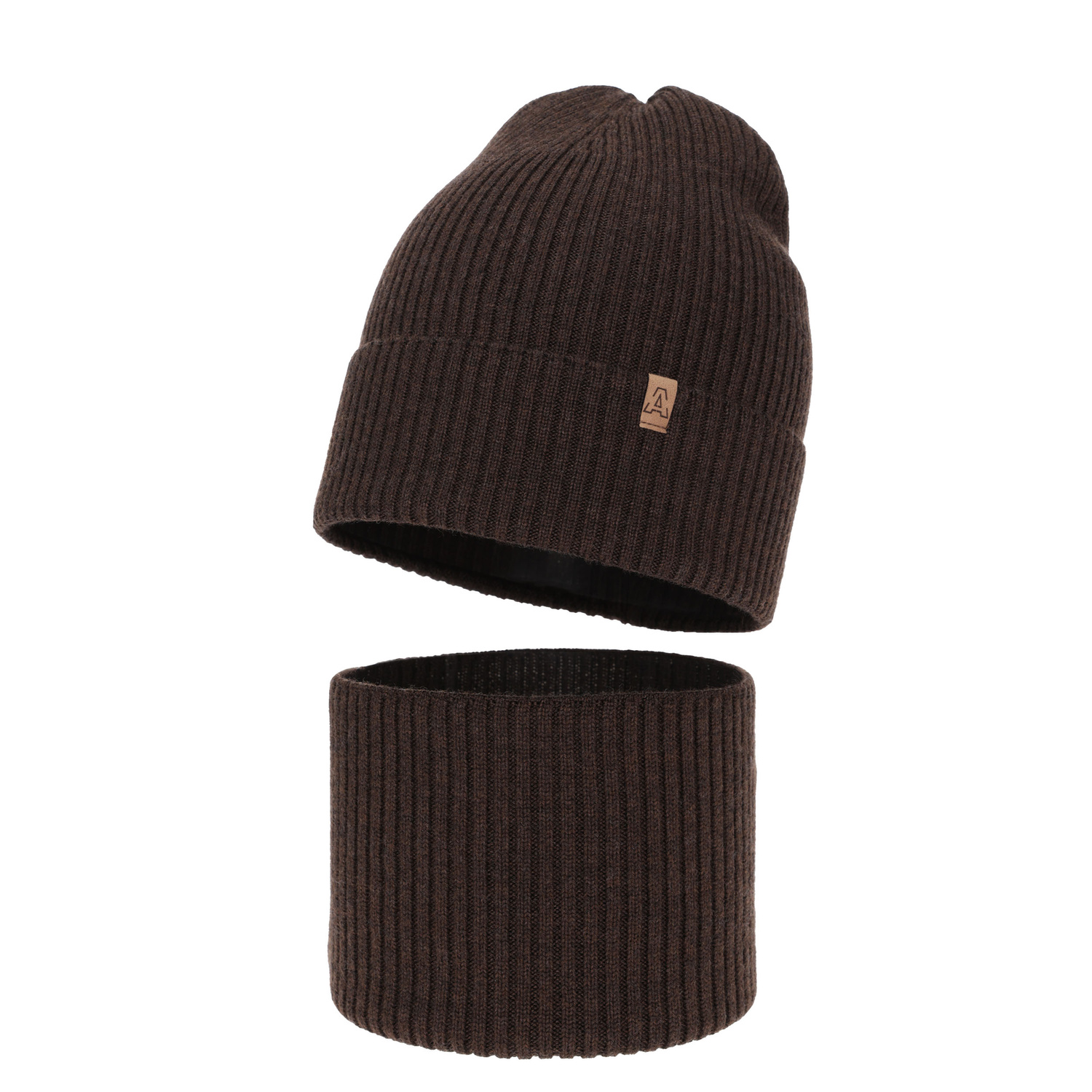 Fiú sapka és kémény, őszi/tavaszi kék szett 100% gyapjú extrafine merinó Lemas