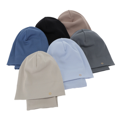 Kisfiú tavaszi-őszi sapka és nyakmelegítő szett, pamut, szürke, Desider