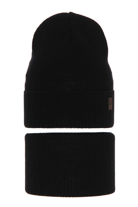 Fiú őszi/tavaszi szett: sapka és, pamuttal, fekete sárkányos csősál Dragon