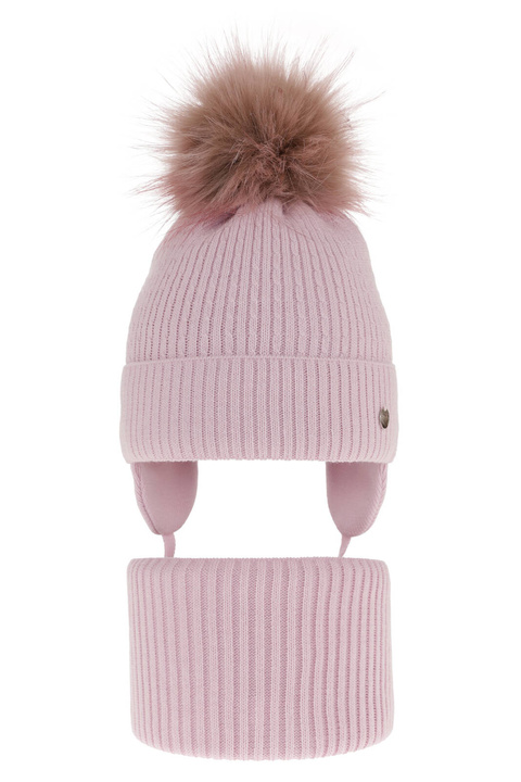 Lányoknak való téli szett: pomponos sapka és lila sál Debra