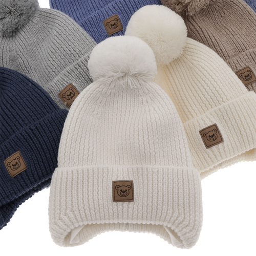 Fiú téli sapka világosbarna 100% extra finom merinói gyapjúval, gyapjú polárral bélelt Tofik