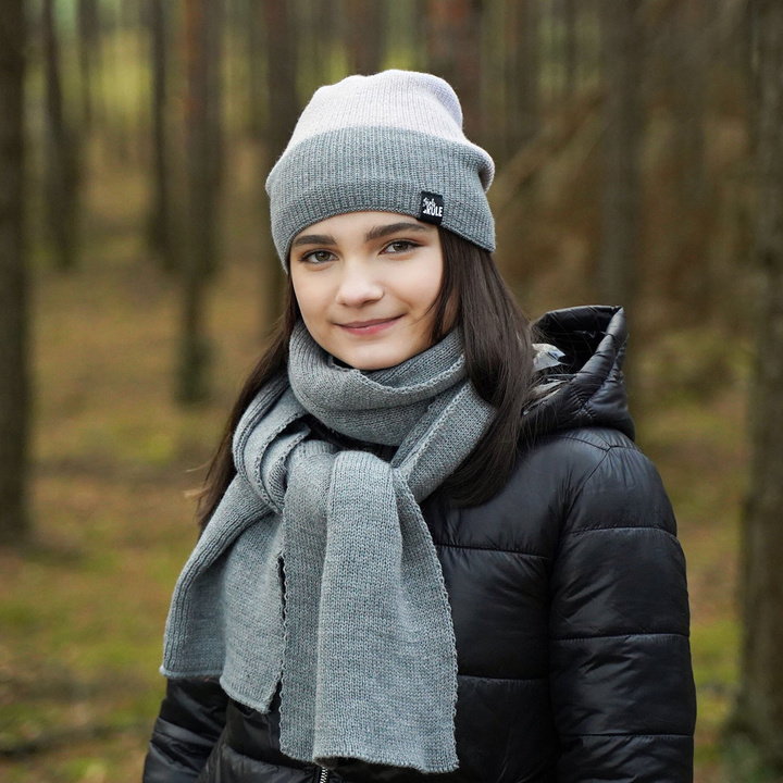 Lány téli szett: sapka és sál rózsaszín Kourtney