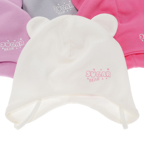 Kislány őszi-tavaszi sapka, rózsaszín, pamut, megkötős, Kelda