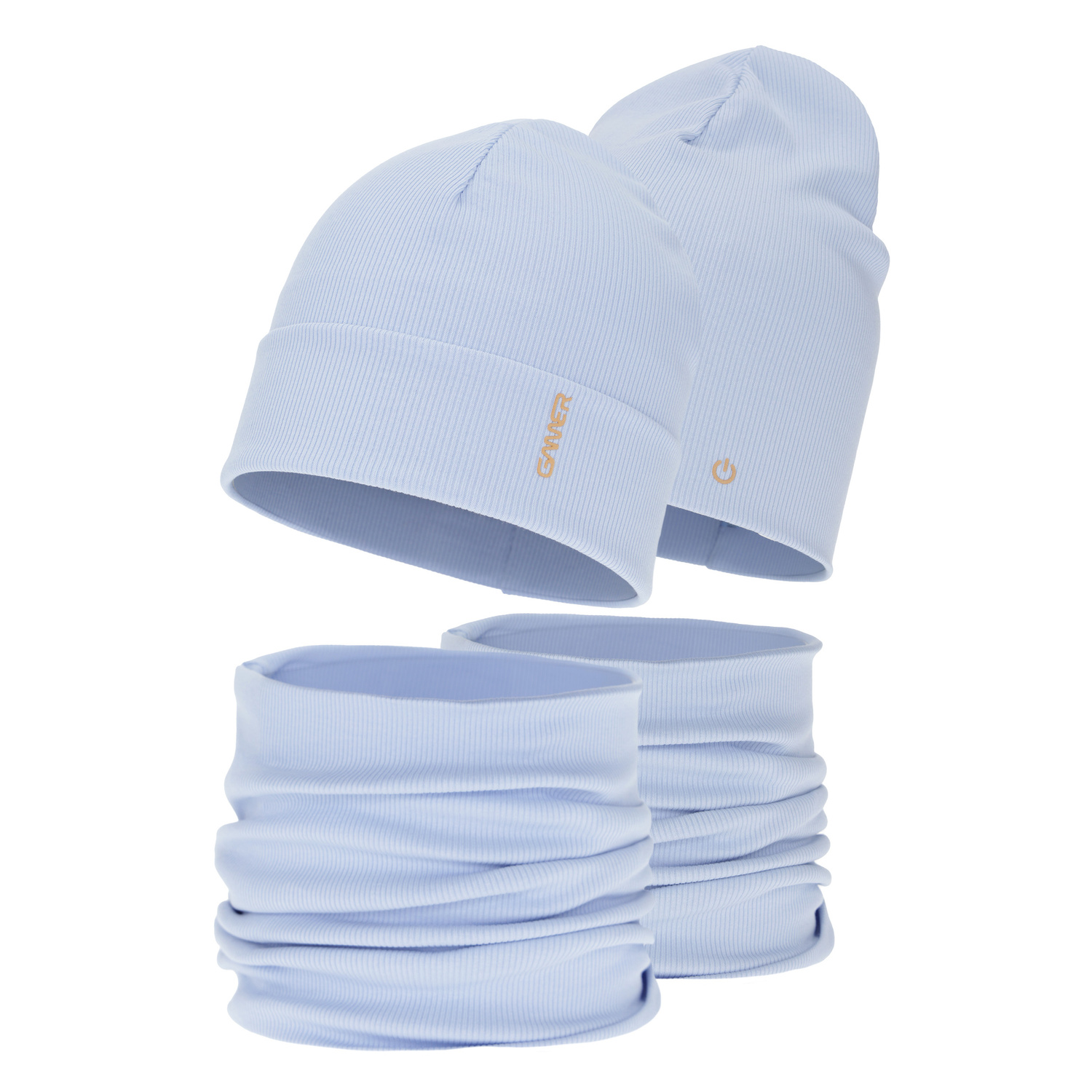 Kisfiú tavaszi-őszi sapka és nyakmelegítő szett, pamut, kék, Desider