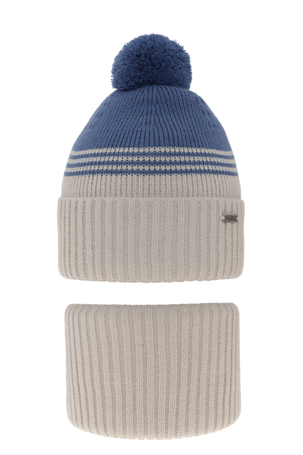 Fiú téli szett: pomponos sapka és sál narancssárga színben Pallas