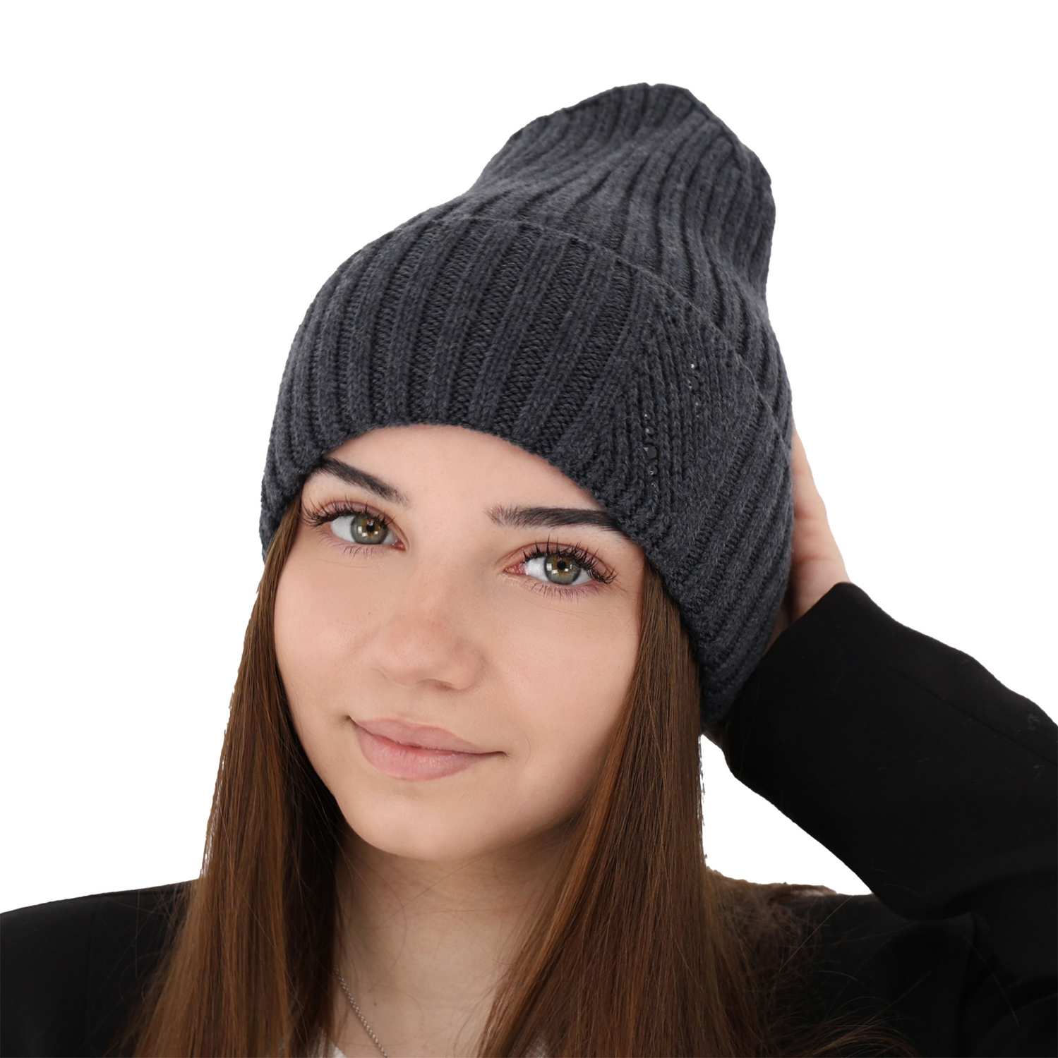 Női téli sapka szürke 100% extrafine merinói gyapjú Ariga