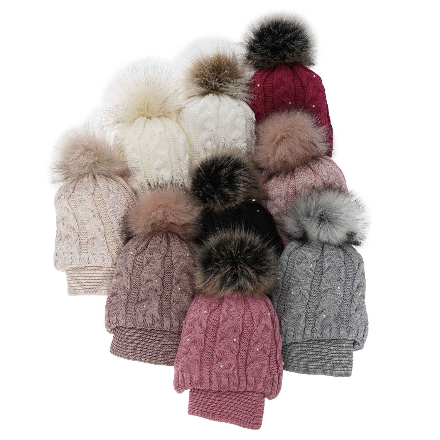 Lány téli szett: sapka és sál rózsaszín bojtokkal Mirella
