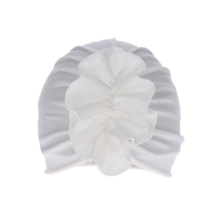 Lány pamut sapka őszi/tavaszi krémszínű díszes ráncolással Werka