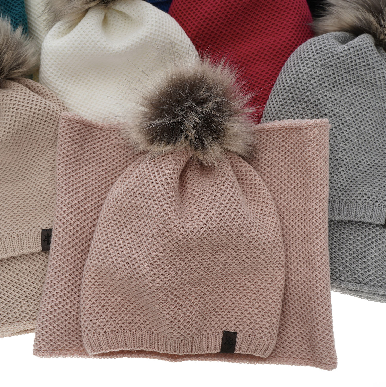 Női téli szett: sapka és csősál rózsaszín Kaliana