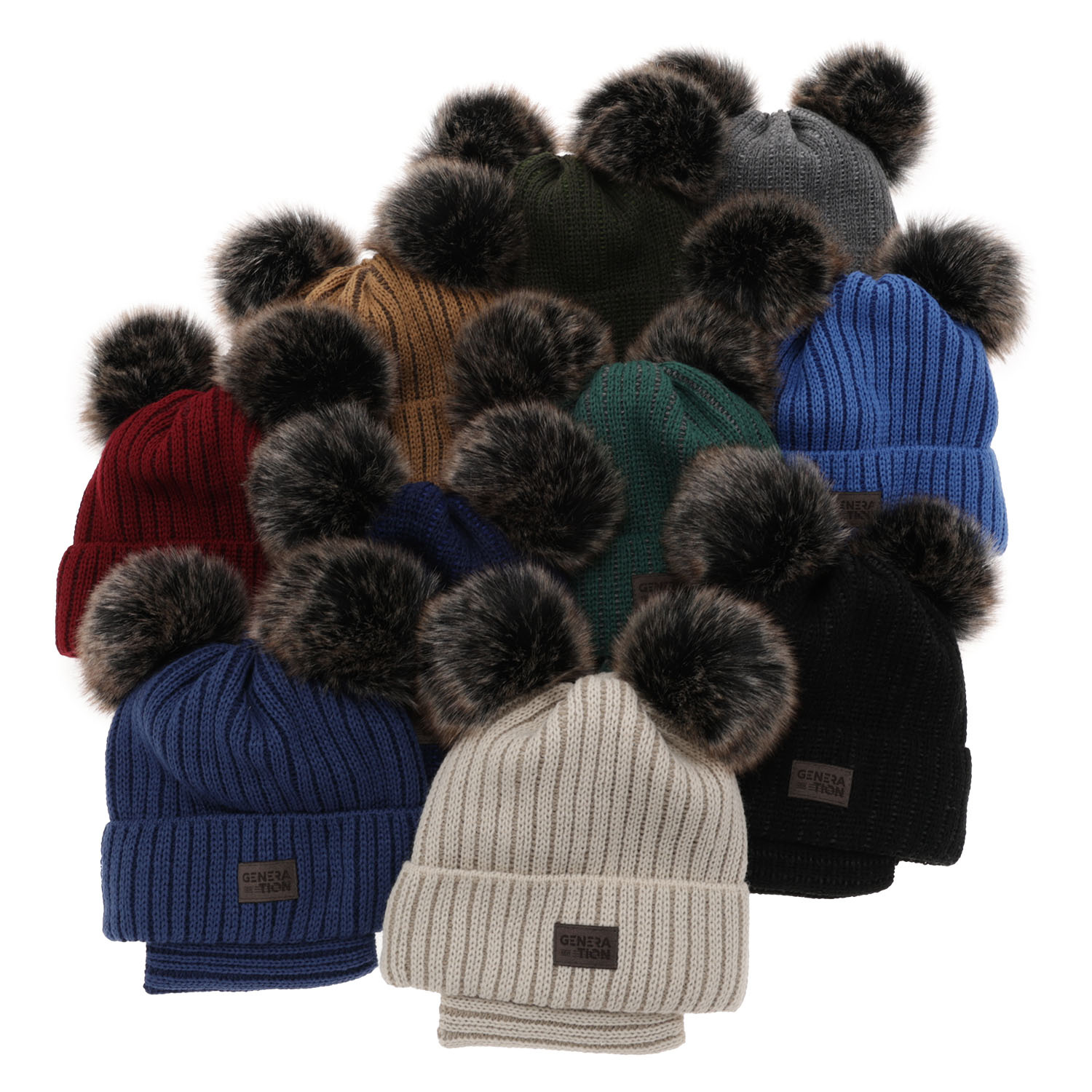 Fiúk téli szettje: sapka két pomponnal és sál zöld Tokio