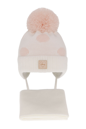 Téli készlet kislányoknak: sapka és sál fehér Agostina