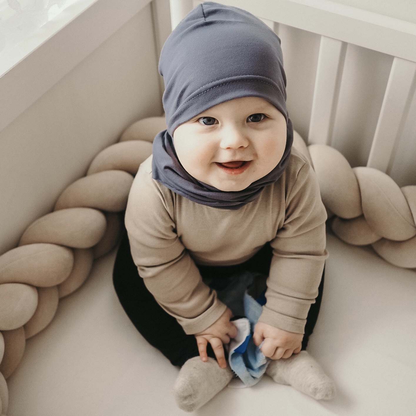 Fiú pamut szett: sapka és őszi/tavaszi csősál khaki Hazel