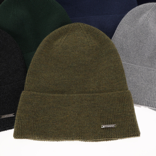 Tavaszi-téli férfi sapka sötétkék 100% extra finom merinói Memfis